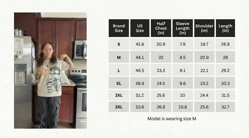 Size chart for Heavyweight Eren Shirt