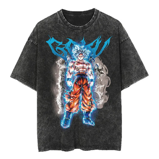 Dragon Ball Z Goku Ultra Instinct Heavyweight Vintage Acid Wash Black Shirt